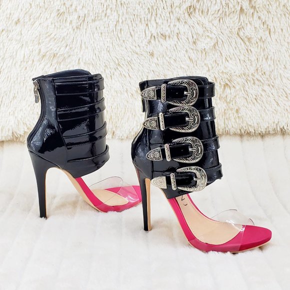 Western Inspired Buckle Multi Strap 5" High Heel Bridget - Picture 6 of 11